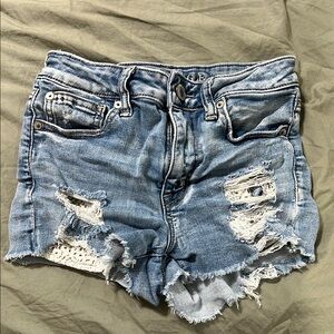Distressed Blue Denim Shorts
